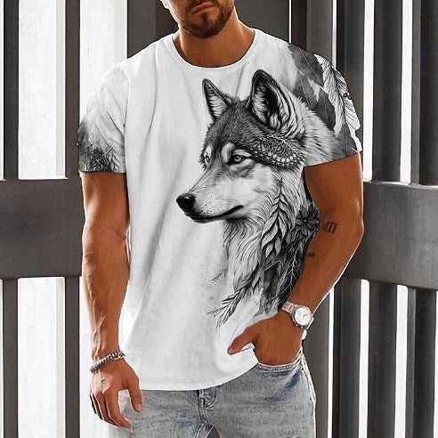 【Kup 1, a otrzymasz 1】【2XS-6XL】👕👕 T-shirt męski z nadrukiem wilka-3951732