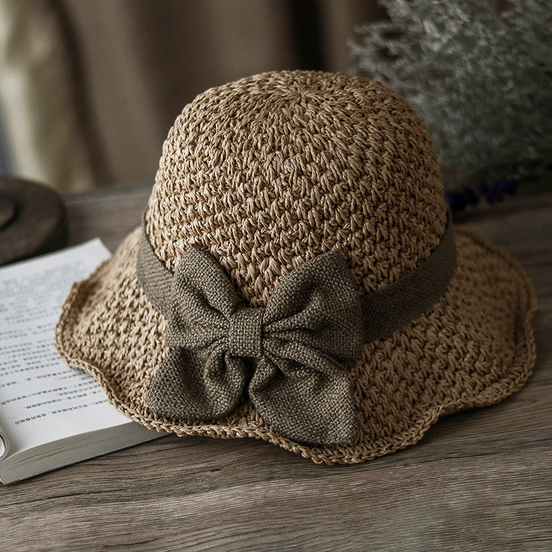 🧢 Nyní se slevou 50 %! 🌞 Elegantní pletený slaměný klobouk s mašlí – prodyšný a skládací, ideální volba na pláž i na cesty 👒