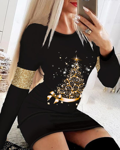 👗👗👗🎅🎅🎅【S-5XL】Jesen i zima 2025. Božićne haljine dugih rukava s printom-4165050