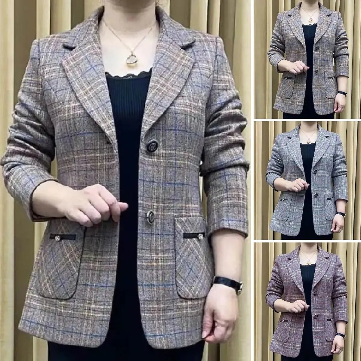 🔥 Poslední den – sleva 50 % ✨【M–4XL】Nový dámský podzimní a zimní kabát s elegantním límcem, vypasovaný střih pro elegantní vzhled ✨