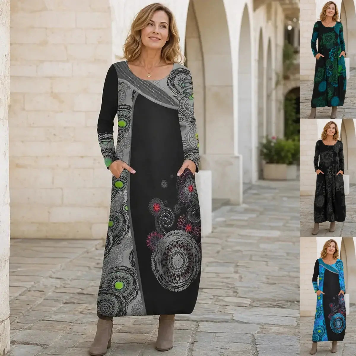 ✨🔥Poslední den – sleva 50 %【S–5XL】Nové podzimní a zimní šaty s potiskem ·  vhodné na každý den