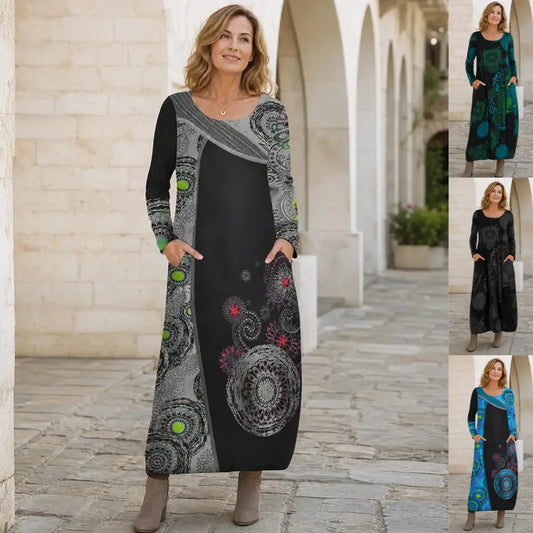 ✨🔥Utolsó nap – félár【S–5XL】őszi-téli új mintás ruha · hétköznapi viselet első választás