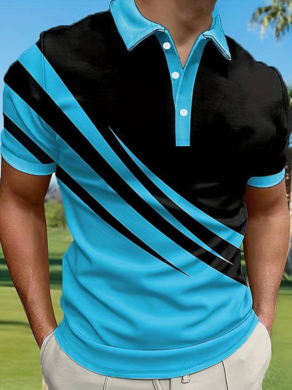 🔥【Gorąca wyprzedaż w sklepie】👔【S-6XL】Nowy męski letni T-shirt POLO w paski z nadrukiem 3D-3957247