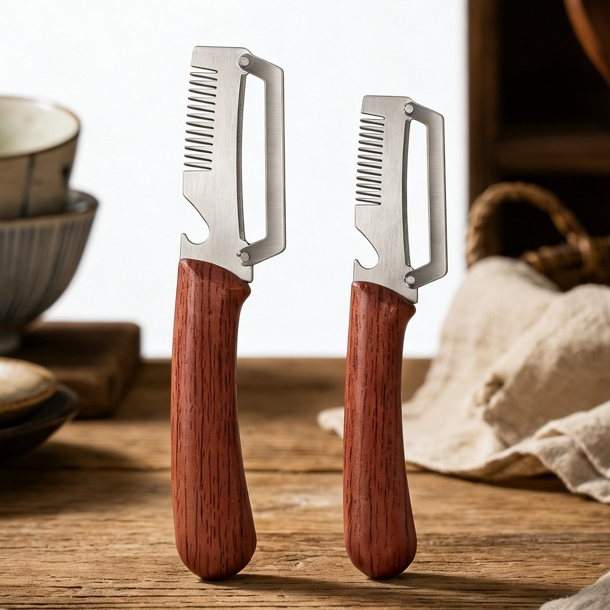 🔪✅Kupte 1, dostanete 1 zdarma (2 položky) 🧅 Multifunkční kuchyňská škrabka 3 v 1: Loupejte, krájejte a otevírejte lahve! 🔥