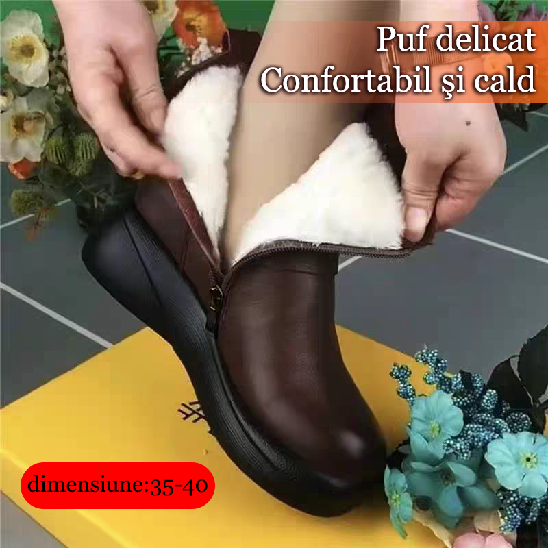 【35-40】Nowe buty zimowe z grubą podeszwą i okrągłymi noskami z prawdziwej skóry-3843802