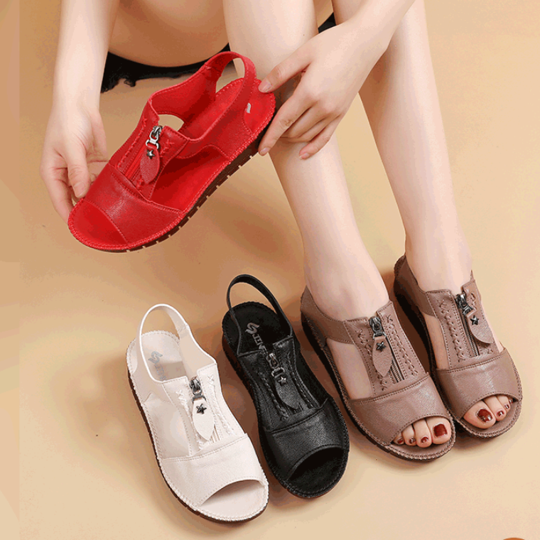 🔥🔥【30% SLEVA】【35-43】 Nové sandály ploché boty z pravé kůže s neklouzavou měkkou podrážkou