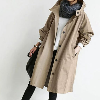 🥼【S-5XL】Nowa jesienna, długa, plus-size, swobodna wiatrówka damska, codzienna moda-4109896