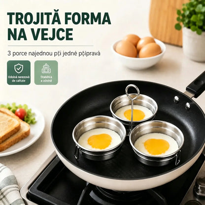 Nerezová pánev na vejce na ztracená a smažená vejce – sada 3 dutin ve tvaru srdce/kruhu, ideální na snídani, pudinky a koláče 🍳🍳🍳
