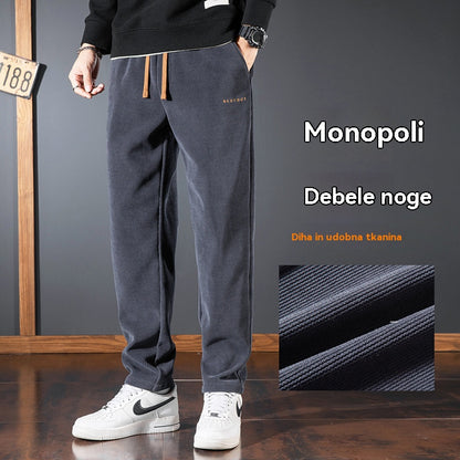 【M-5XL】Pánské podzimní/zimní kalhoty z tlustého manšestru a ženilky-4185621