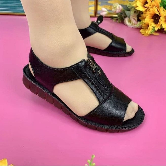 🔥🔥【30% SLEVA】【35-43】 Nové sandály ploché boty z pravé kůže s neklouzavou měkkou podrážkou