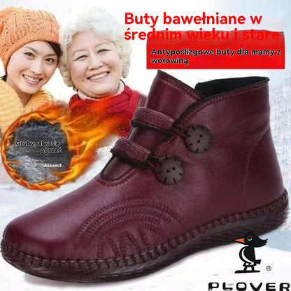 💥【35-40】Damskie buty skórzane, bawełniane, antypoślizgowe, ręcznie robione na jesień i zimę 4156538