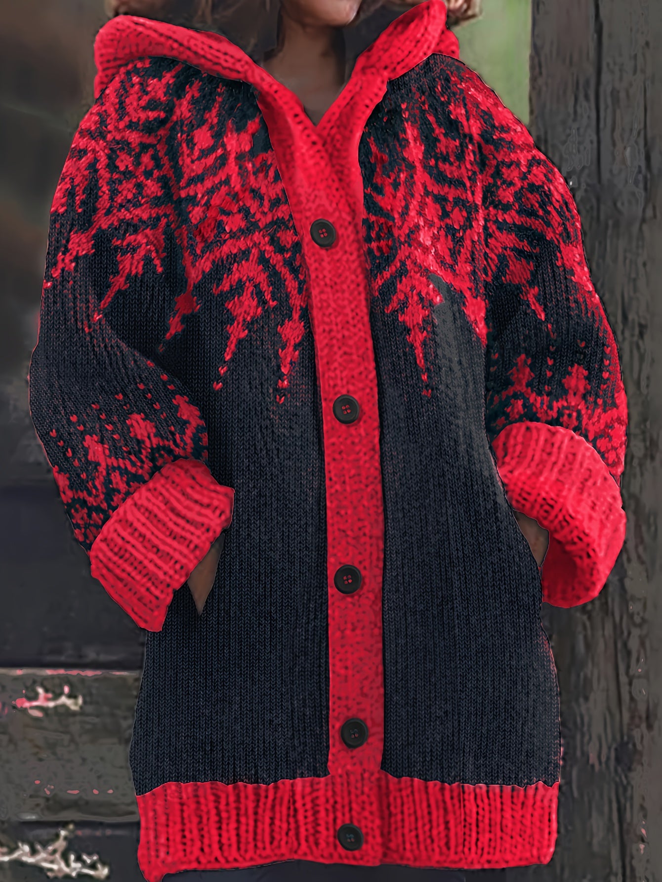 【S~5XL】❄Elegantna retro jakna s kapuco v barvi snežinke 4159902