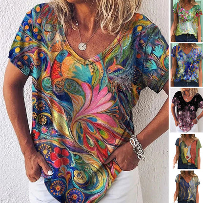 【Sleva 50 %】🔥【S-5XL】🥰Dámská letní košile s výstřihem do V