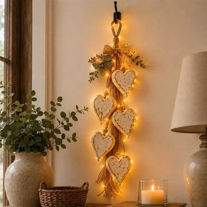 ❤️🔔 Závěsné LED svítidlo ve tvaru srdce, retro dekorace na zeď do interiéru domu ✨🏡