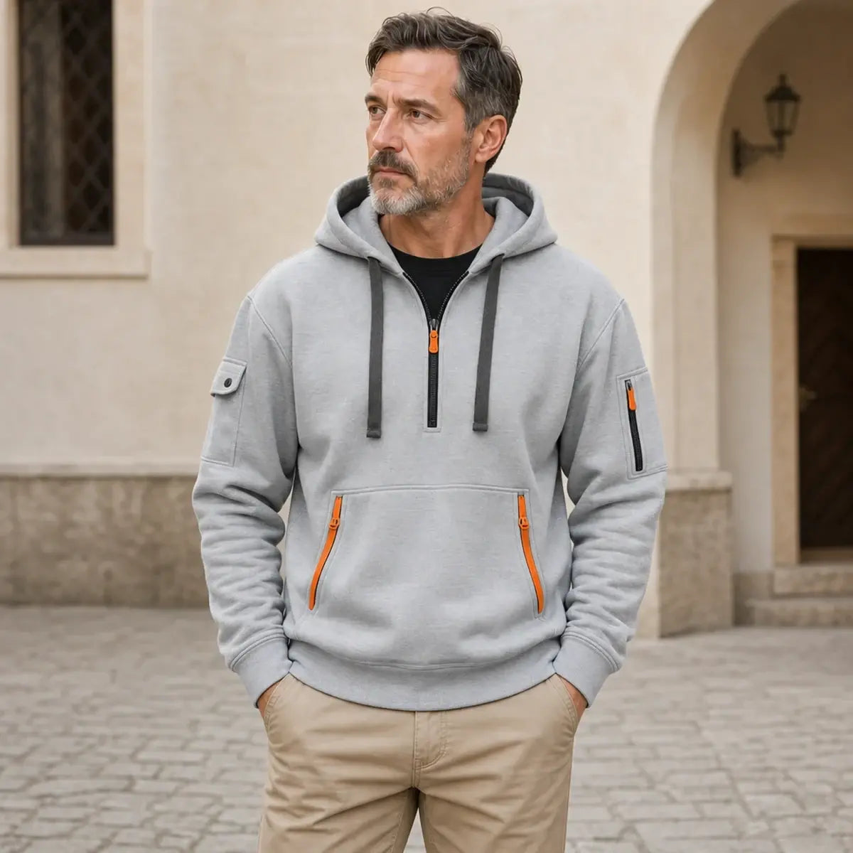 🍂【S-5XL】Praktická mikina s kapucí a zipem – lehký materiál, opticky zeštíhlující střih, vhodná do kanceláře i na běžné nošení
