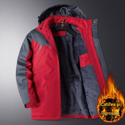 🔥【L-6XL】Męska pogrubiona aksamitna wodoodporna i mrozoodporna, ciepła zimowa i wiatroszczelna kurtka alpinistyczna-3839560