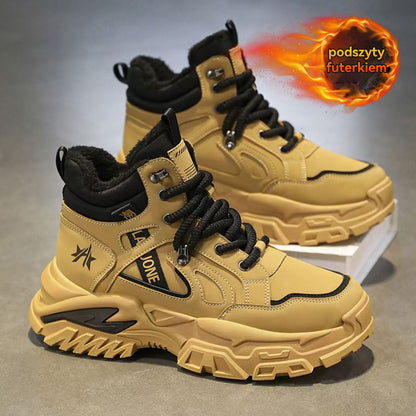 ♥️♥️【Nowy produkt】Wysokie buty zimowe męskie, nowy styl 2025, ocieplane polarem, ciepłe, z grubej bawełny, sportowe śniegowce-4163789
