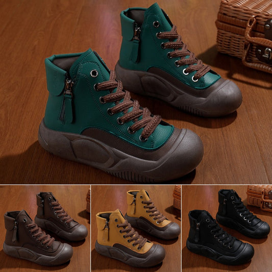 👢✨【35-40】2024 nowe, jesienne, modne skórzane buty z grubą podeszwą-3756942