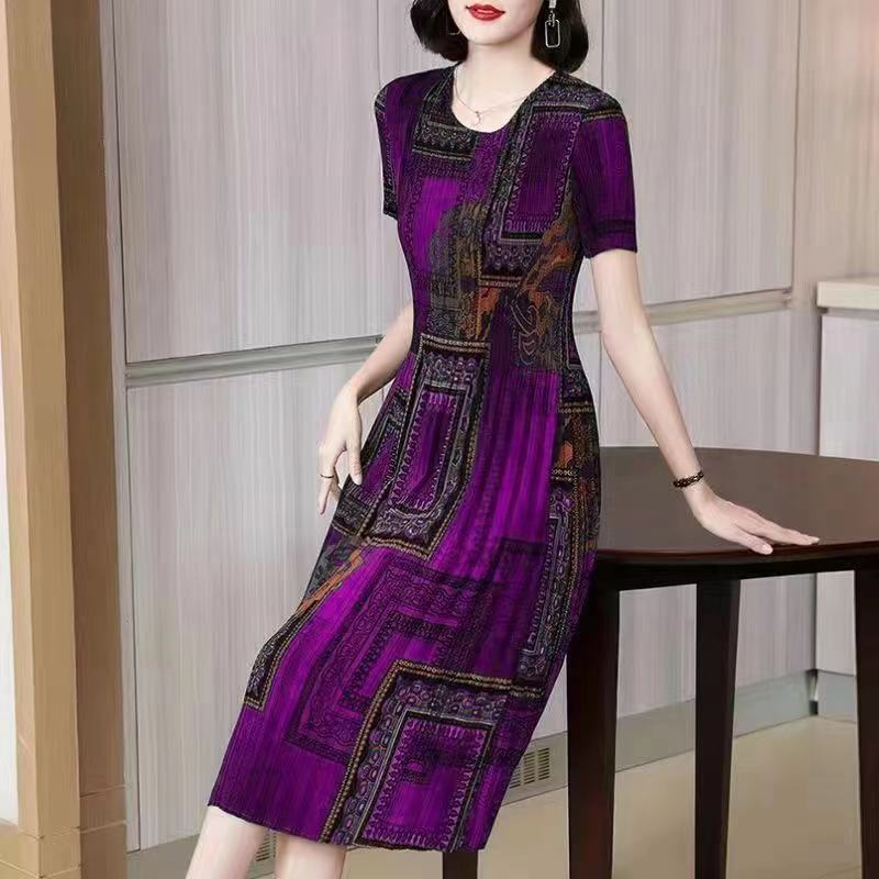 🔥【S-6XL】Šaty ve vintage stylu s tištěným designem a volným, ležérním kulatým výstřihem.