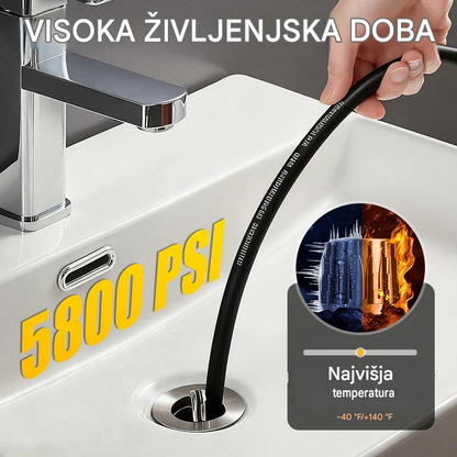 🔗Orodje za čiščenje smeti za priklop na avtopralnico 🚰Čistilo za smeti v kopalnici/kuhnji 🧹Visokotlačni vodni curek za hitro sproščanje, odporen proti visokemu tlaku in neprepusten 💧Nepogrešljiv pripomoček v vsakem domu