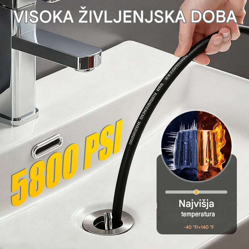 🔗Orodje za čiščenje smeti za priklop na avtopralnico 🚰Čistilo za smeti v kopalnici/kuhnji 🧹Visokotlačni vodni curek za hitro sproščanje, odporen proti visokemu tlaku in neprepusten 💧Nepogrešljiv pripomoček v vsakem domu