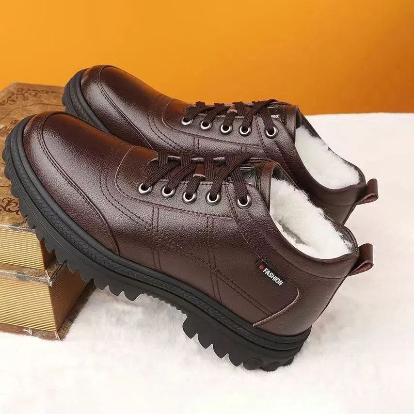 【39-44】 Zapatos de cuero de suela gruesa, cálidos y esponjosos, engrosados de invierno para hombres-4140493