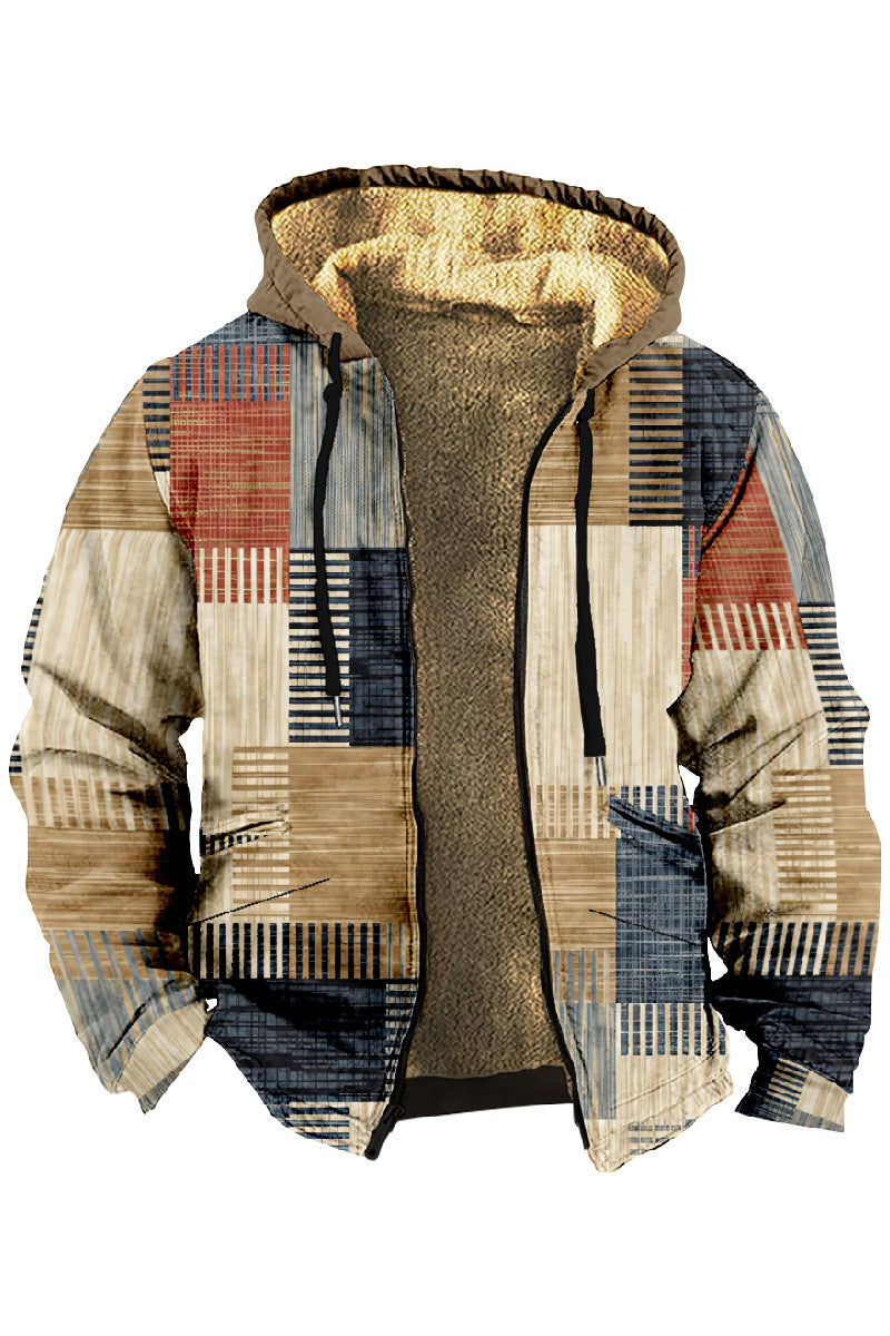 【S-4XL】 Męska odzież codzienna na jesień i zimę oraz gruby aksamitny płaszcz i ciepły kaptur z jagnięcej wełny