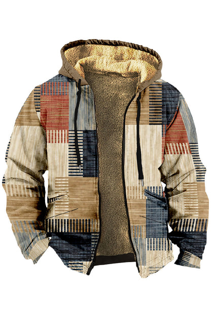 【S-4XL】 Męska odzież codzienna na jesień i zimę oraz gruby aksamitny płaszcz i ciepły kaptur z jagnięcej wełny