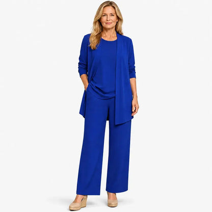 ✨Poslední den 50% sleva 【S–5XL】 Dámská třídílná souprava, přiléhavý kardigan, volný top a dlouhé kalhoty, pohodlný materiál, snadné kombinování