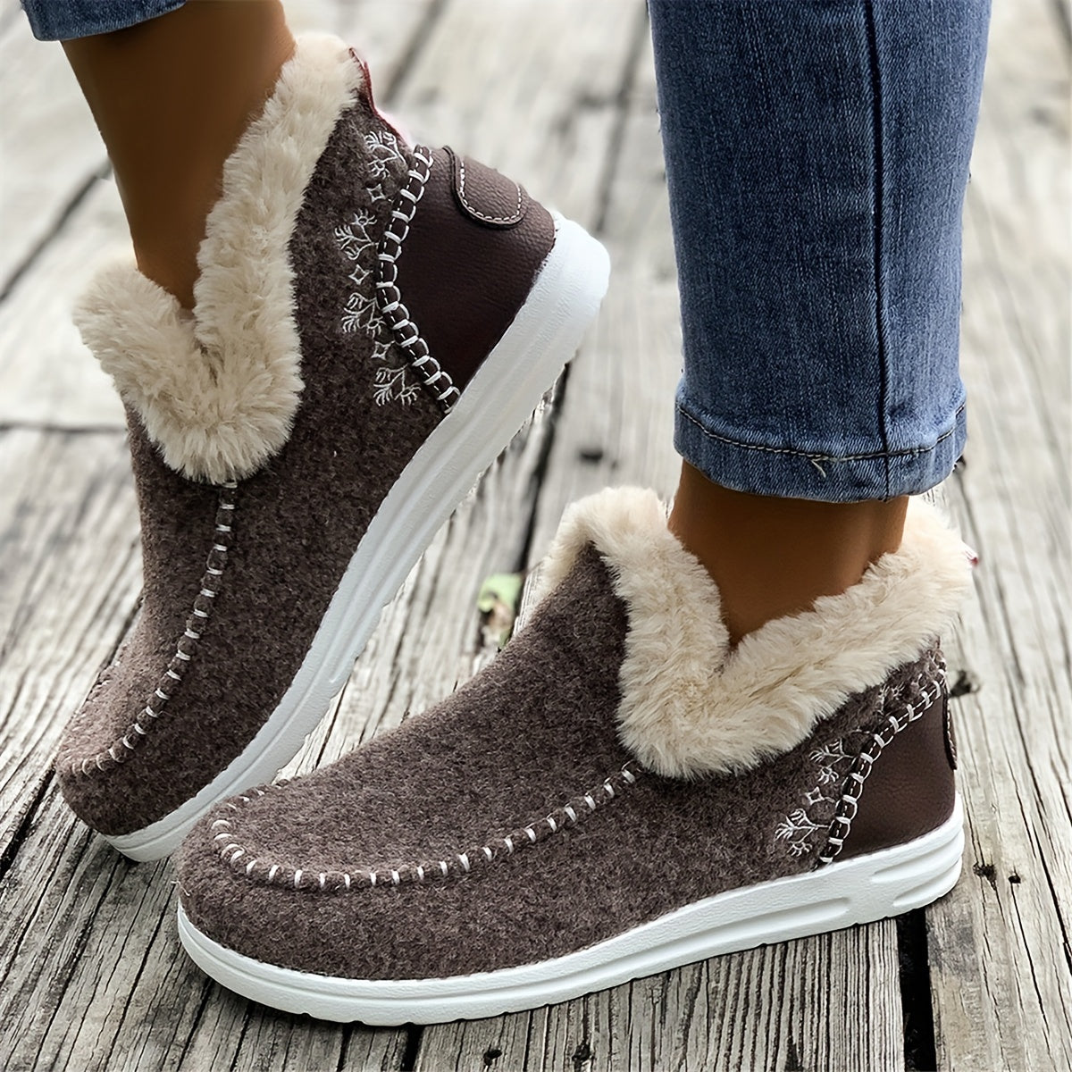 👞【36-43】2024 Jesienno-zimowe nowe damskie krótkie buty i śniegowce z podszewką pluszową-3796922
