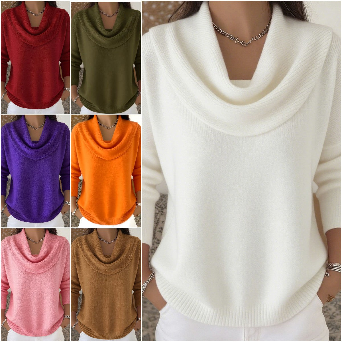 🔥【S-3XL】Nowy sweter z długim rękawem w jednolitym kolorze na jesień/zimę 4159897