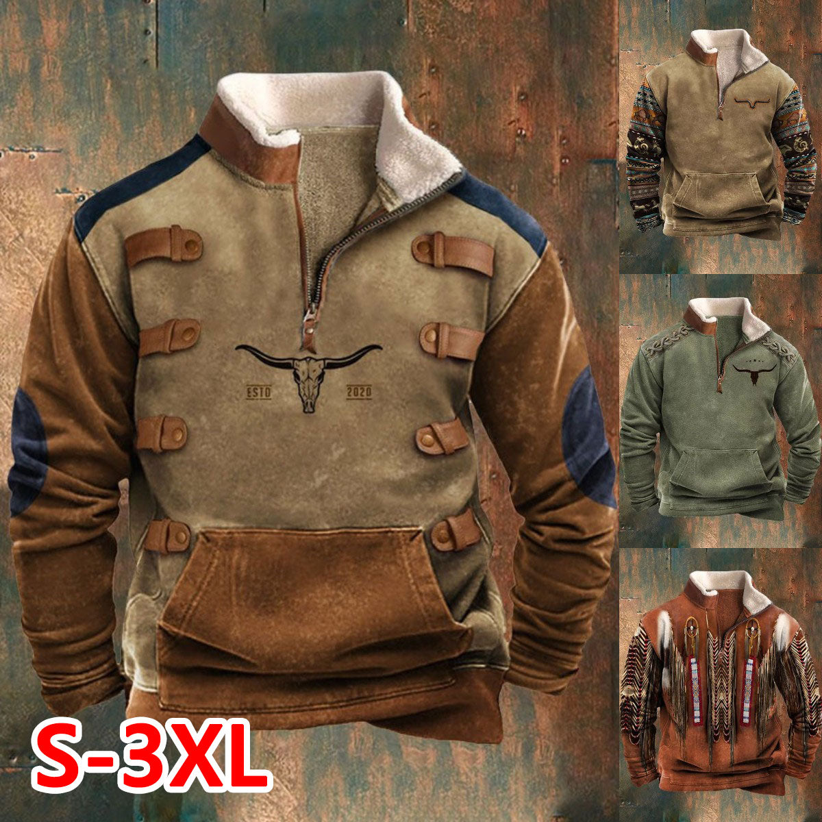 🔥🧥Νέο ανδρικό φθινοπωρινό-χειμερινό πουκάμισο με τρισδιάστατο ρετρό σχέδιο και ζεστή μακριά μανίκια-4127450