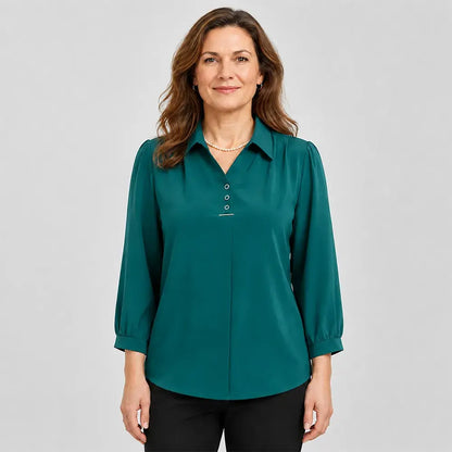 👚 Elegantna majica s polo ovratnikom – klasičen ovratnik, ohlapen kroj, na voljo tudi v velikostih plus size (XL–6XL); mehak in zračen material, idealen za pomlad in jesen.