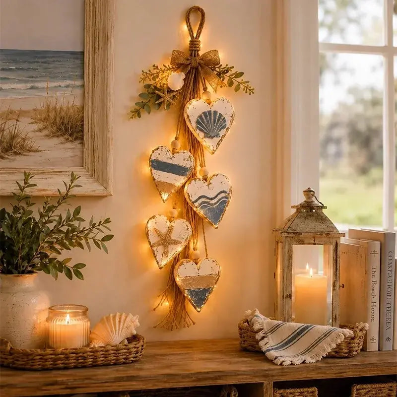 ❤️🔔 Závěsné LED svítidlo ve tvaru srdce, retro dekorace na zeď do interiéru domu ✨🏡