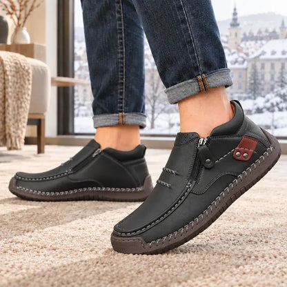 👞【 38–48】Pánské zimní zateplené boty na řízení, kvalitní kůže, ruční výroba, protiskluzová podrážka, široká špička a podpora klenby ✅ Platba na dobírku