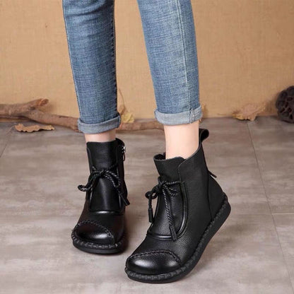 🔥Poslední den – sleva 50 %【35-40】✨Dámska členková obuv z pravej kože – pohodlný vintage štýl