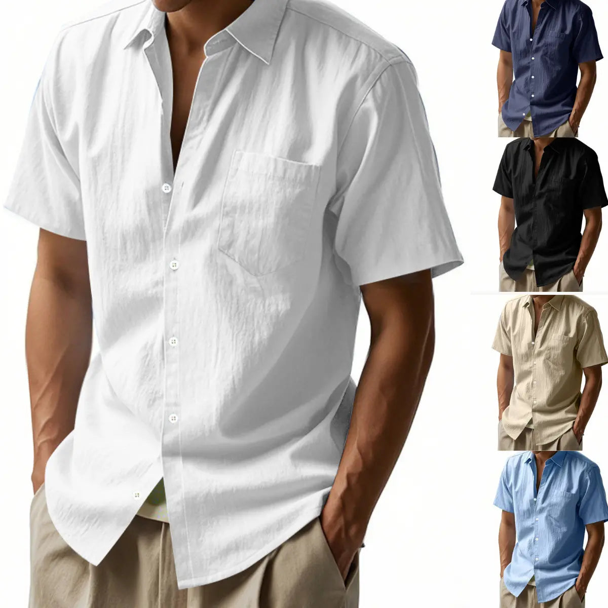 【S-3XL】👔 Krátká lněná košile – maximální pohodlí a stylový henley límec 🌿 Skvělá volba na léto i každodenní nošení! ✨