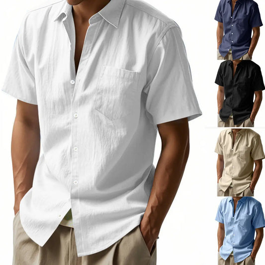 【S-3XL】👔 Krátká lněná košile – maximální pohodlí a stylový henley límec 🌿 Skvělá volba na léto i každodenní nošení! ✨