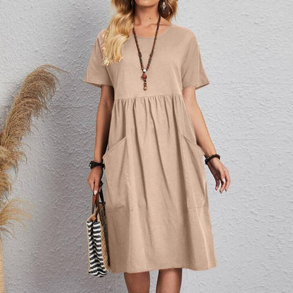 ☀️ Letní speciální nabídka【S-4XL】Elegantní bavlněno-lněné letní šaty – pohodlné, vzdušné a s lichotivým střihem.