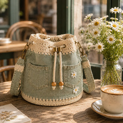 ✨ Boho tkaná džínová taška, hodí se ke každému outfitu ✨ Platba na dobírku