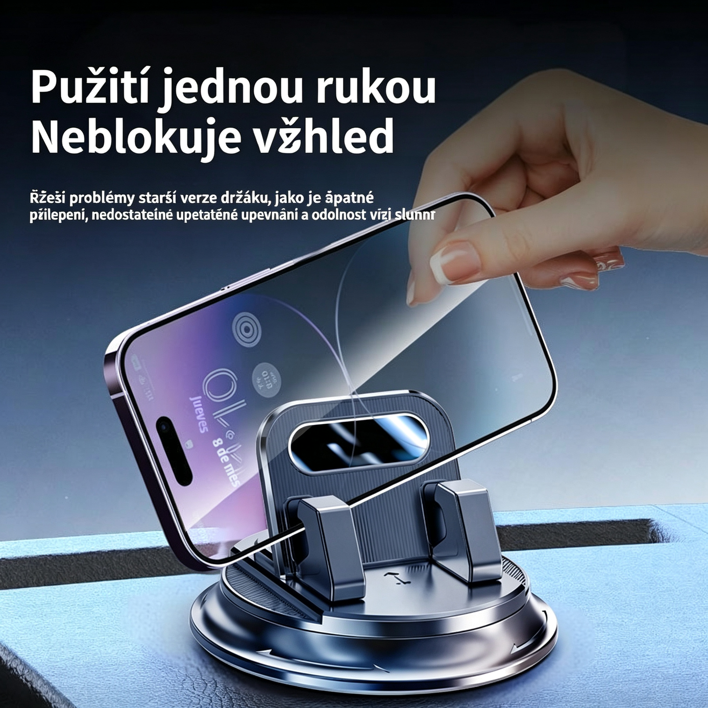 🎯 50% SLEVA NA VŠE! Otočný držák telefonu – Bezpečné uchycení na palubní desku, vysoce přilnavá guma 🧭🔄 【Kvalita zaručena】