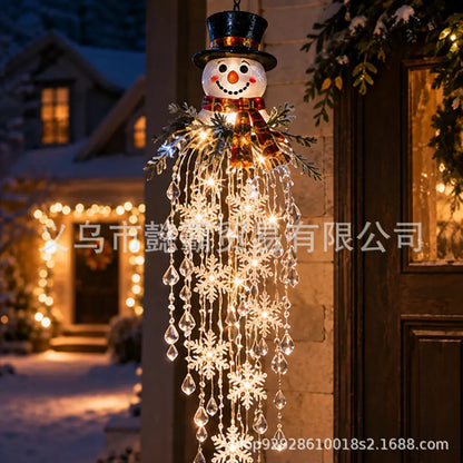 🎄🎅 Vánoční závěsná LED lampa se sněhovou vločkou a křišťálem | Kouzelná záře na verandu ✨