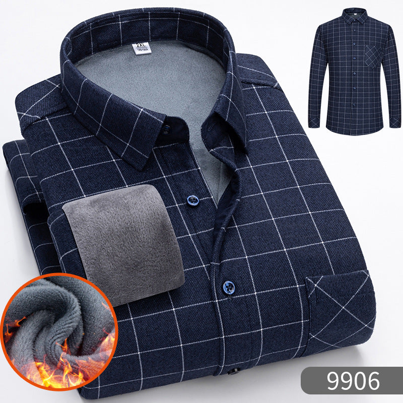 🔥【Poloviční cena】1 kus: 690 Kč 👔【L-5XL】Teplá společenská košile s dlouhým rukávem