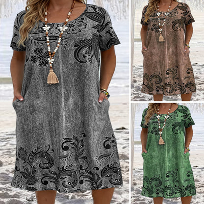 👗[XL-6XL]2024 Nowa damska sukienka z luźnymi kieszeniami z nadrukiem 3D-3578821