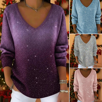💥【50% de descuento】👚👚 Nuevo suéter de cuello en V de manga larga para mujer 4198886