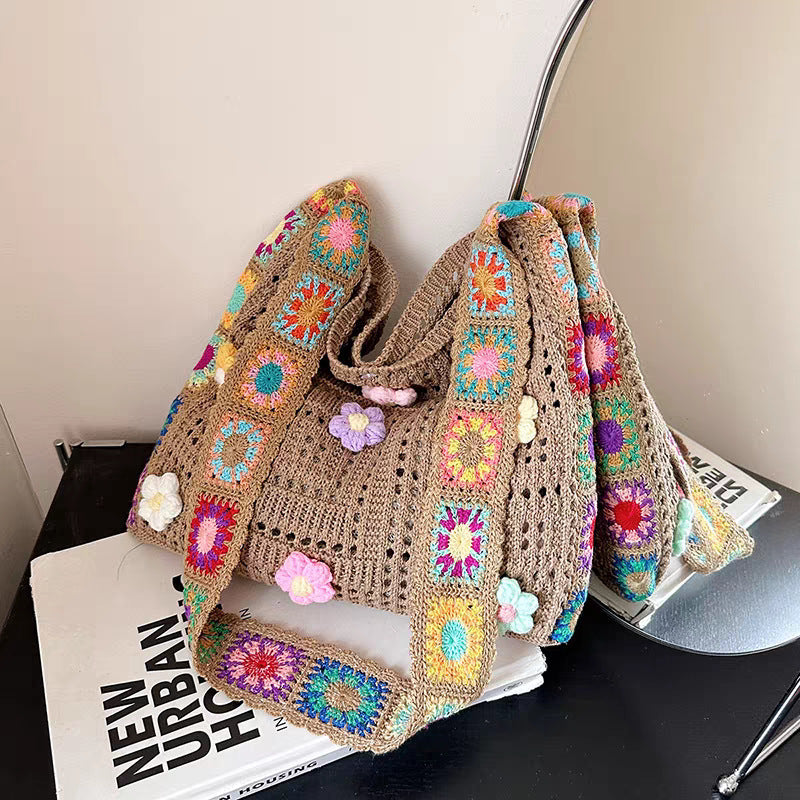 📢📢 Féláron! ⏰ Női boho horgolt táska – kézzel készített, egyedi design ✨