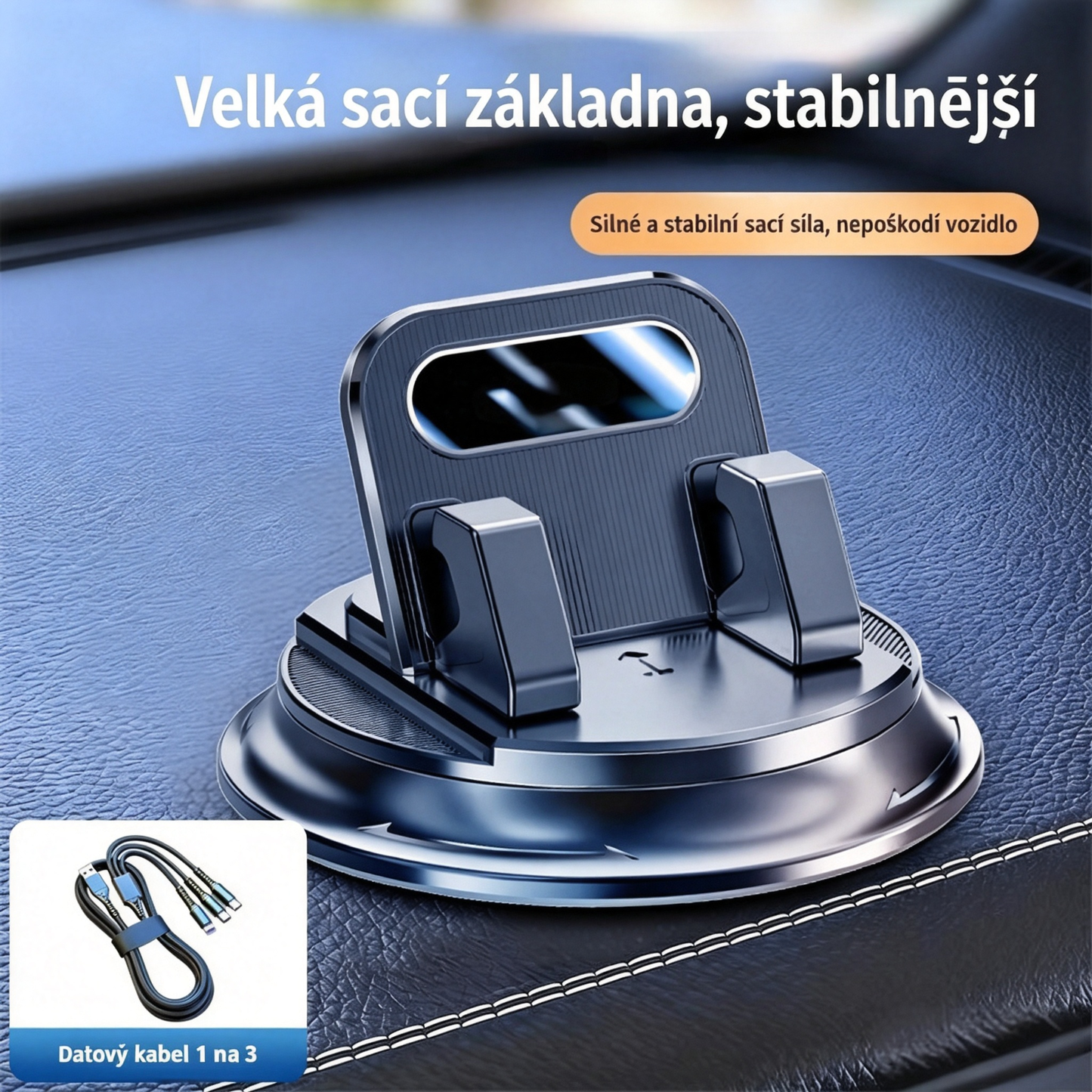🎯 50% SLEVA NA VŠE! Otočný držák telefonu – Bezpečné uchycení na palubní desku, vysoce přilnavá guma 🧭🔄 【Kvalita zaručena】