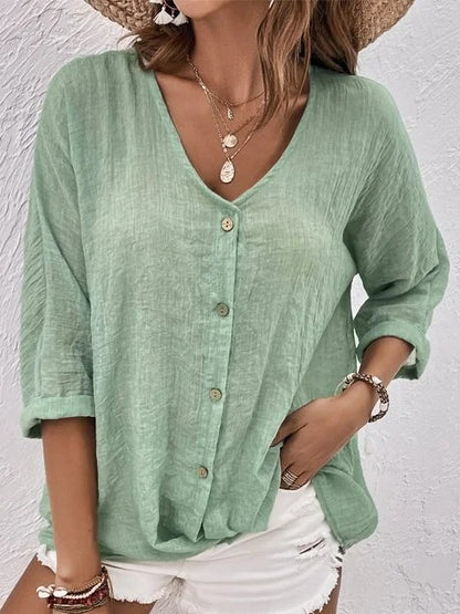 👚 【S–3XL】Női alkalmi V-nyakú ing – kényelmes, elegáns és könnyen kombinálható