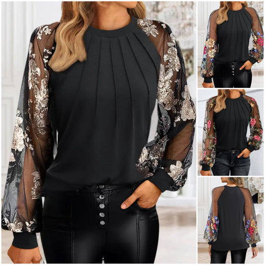 🏆【S-2XL】Camiseta de cuello redondo de manga larga de moda 4184420