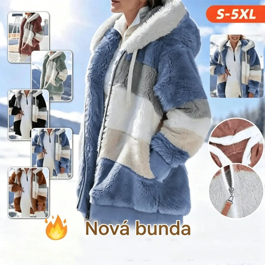🔥🌟 Poslední den – sleva 50 % ❄️【S–5XL】Nový dámský hřejivý kabát pro rok 2026, zateplený plyšový design s kontrastními pruhy ✅ Platba na dobírku